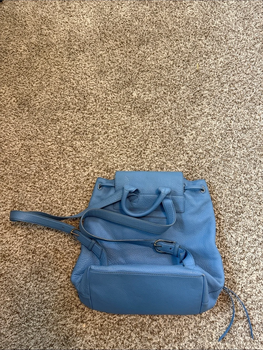 Tory Burch Dusty Blue Pebbled Leather Backpack